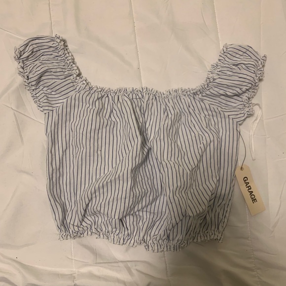 striped off the shoulder crop top - Picture 1 of 2